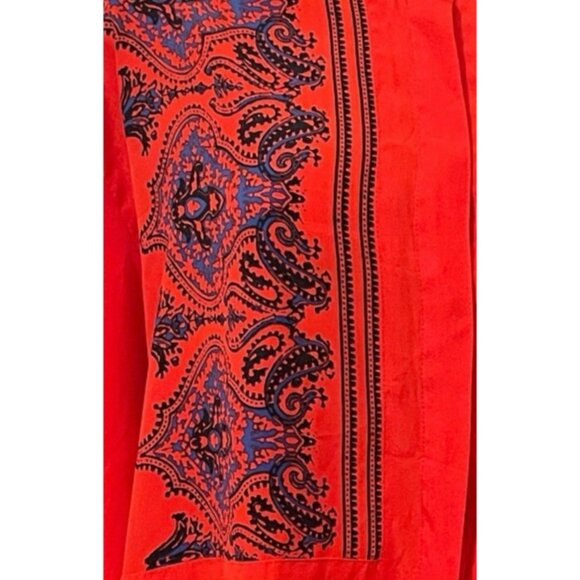 J. Crew Asian Inspired Paisley Henley Tunic Top Size XL Red Long Sleeve - Picture 6 of 11